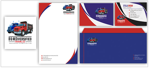 B&M Trucking Logo Stationery Design